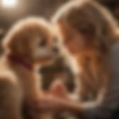 Maltipoo interacting with a child