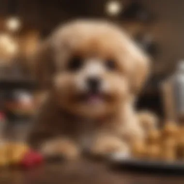 Healthy Treats for Your Maltipoo A Maltipoo enjoying a variety of healthy treats