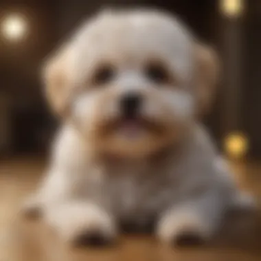 A Maltipoo engaging in training with treats