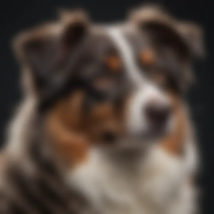 Close-up of Mini Australian Shepherd's unique coat colors
