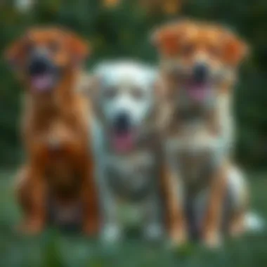 Different large dog breeds known for minimal shedding