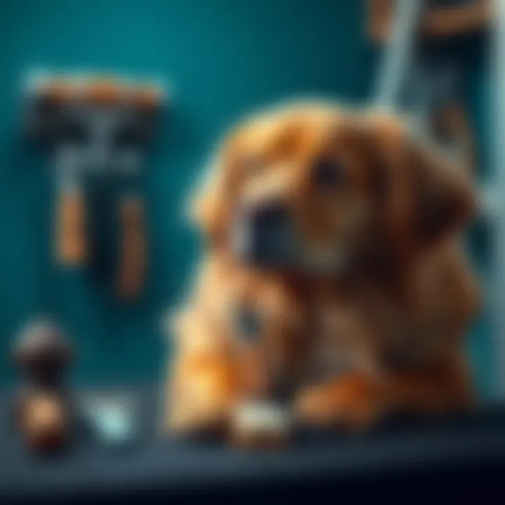 Grooming tools for maintaining a large dog's minimal shedding coat