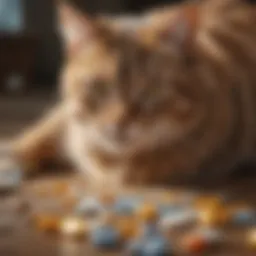 Illustration of various flea medications for cats