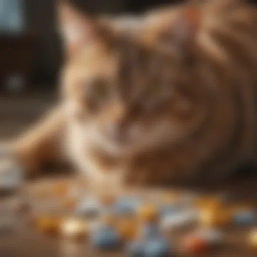 Illustration of various flea medications for cats