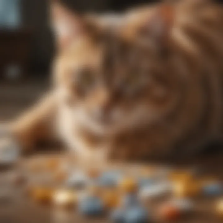 Illustration of various flea medications for cats