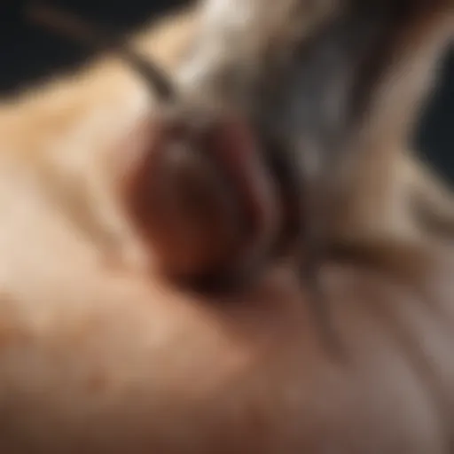 Close-up of a dog's skin showing a mosquito bite