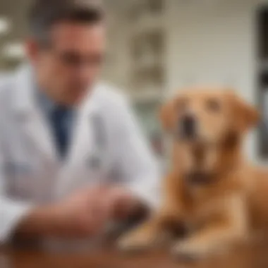 Veterinary Heart Rate Check A vet using a stethoscope to measure a dog's heart rate during a check-up.