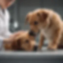 Veterinarian examining a healthy dog during a routine checkup