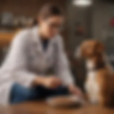 Consulting a Veterinarian for Dog Nutrition A veterinarian advising a pet owner about dog nutrition