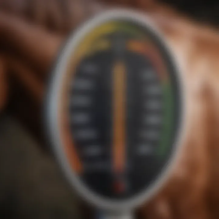 Thermometer highlighting the temperature range suitable for horses