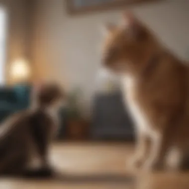 A professional pet sitter interacting with a cat, highlighting the bond between them.