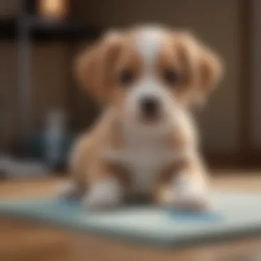 Puppy Enjoying Training with Pee Pads Puppy enjoying training with adhesive pee pads