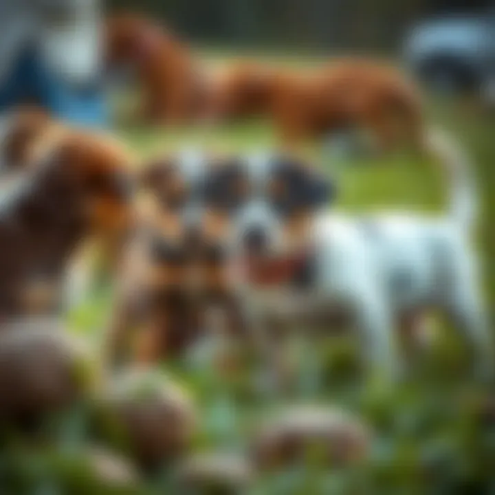 A socialization session with puppies interacting