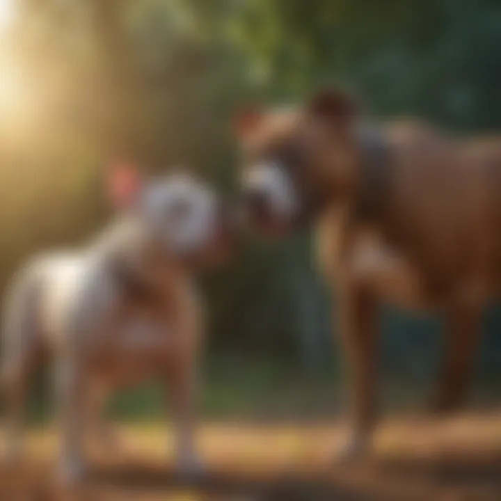 A happy Pitbull engaging in training exercises with its owner.