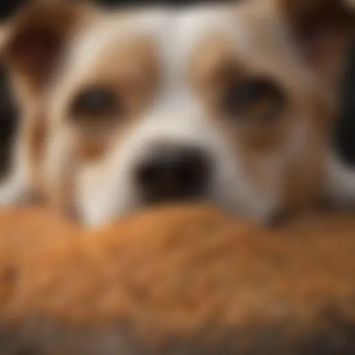 Close-up of dog food with rice as a main ingredient highlighting potential allergens.