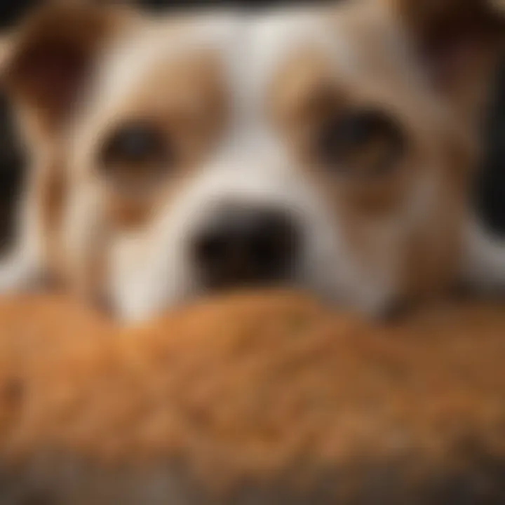 Close-up of dog food with rice as a main ingredient highlighting potential allergens.