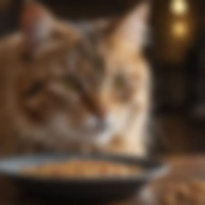 Cat enjoying semi soft dry cat food