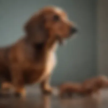 Veterinarian examining a dachshund