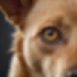 Close-up of a dog with a skin tag on its ear
