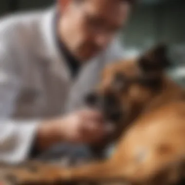 Veterinarian Examining Dog's Skin Veterinarian examining a dog's skin for lumps and tags