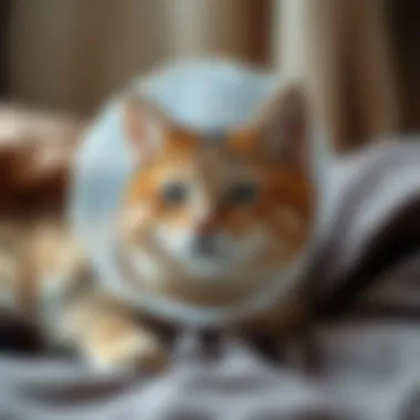 Cat Comfort During Recovery Cat comfortably resting with a soft cone on
