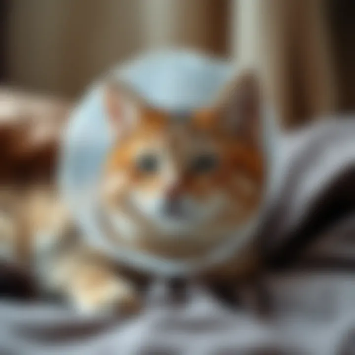 Cat Comfort During Recovery Cat comfortably resting with a soft cone on