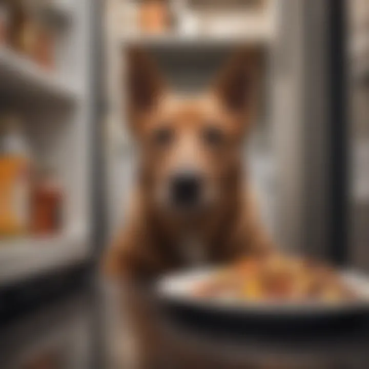 A healthy dog enjoying its meal from a refrigerated diet