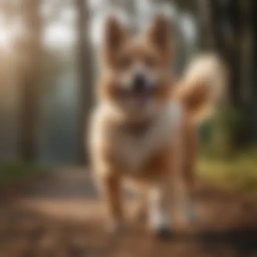 Dog expressing happiness with a wagging tail