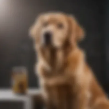 A Blockhead Golden Retriever sitting attentively during a training session