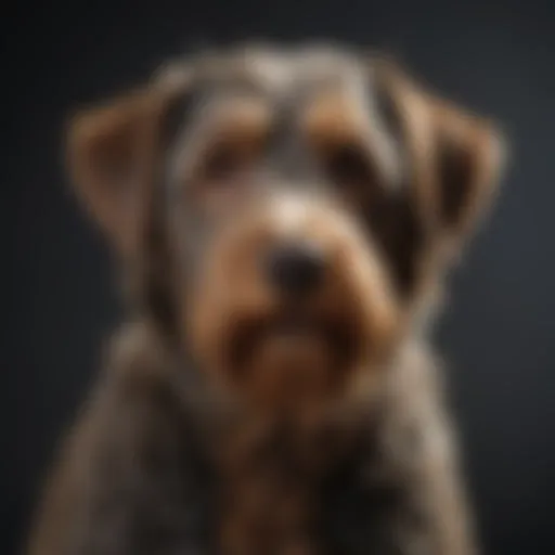 A Borderdoodle showcasing its unique coat texture and color patterns.