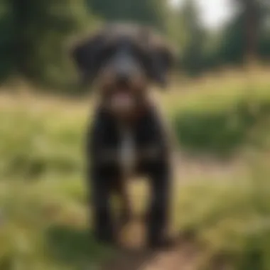 A playful Borderdoodle engaging in an outdoor activity.