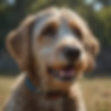 A Borderdoodle displaying intelligence through training exercises.