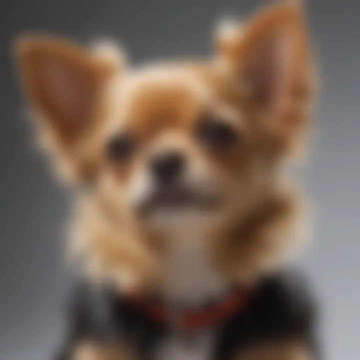 A close-up of a Chihuahua-Yorkie mix showcasing its distinctive coat and features.