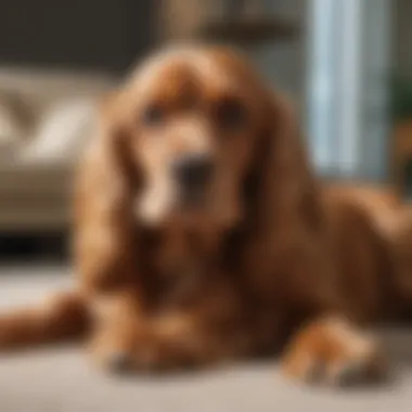 Cocker Spaniel relaxing at home with its owner