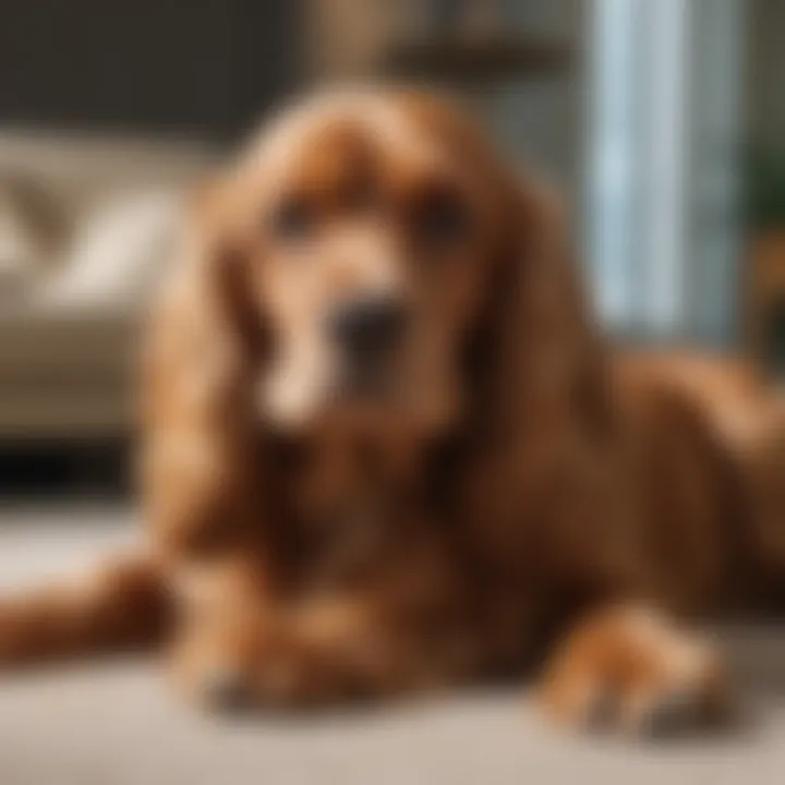 Cocker Spaniel relaxing at home with its owner