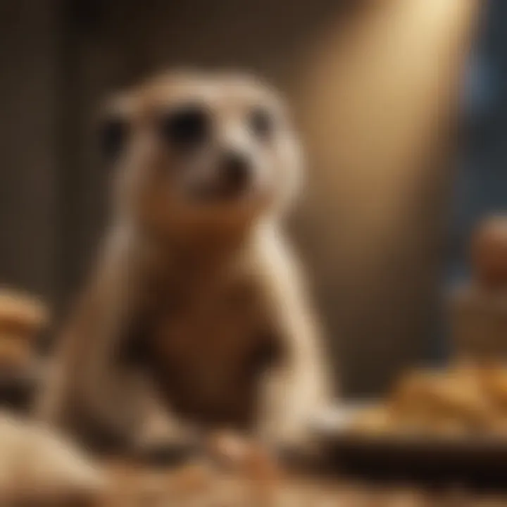 A variety of foods suitable for a meerkat's diet, emphasizing nutritional balance