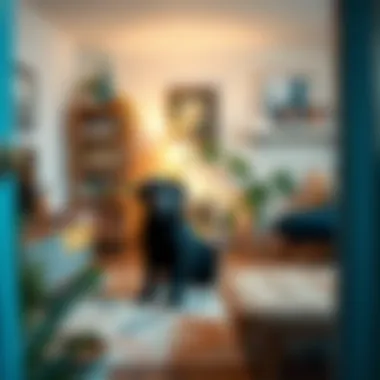Comfortable Living Space for a Black Lab A cozy and well-equipped space for a black lab puppy