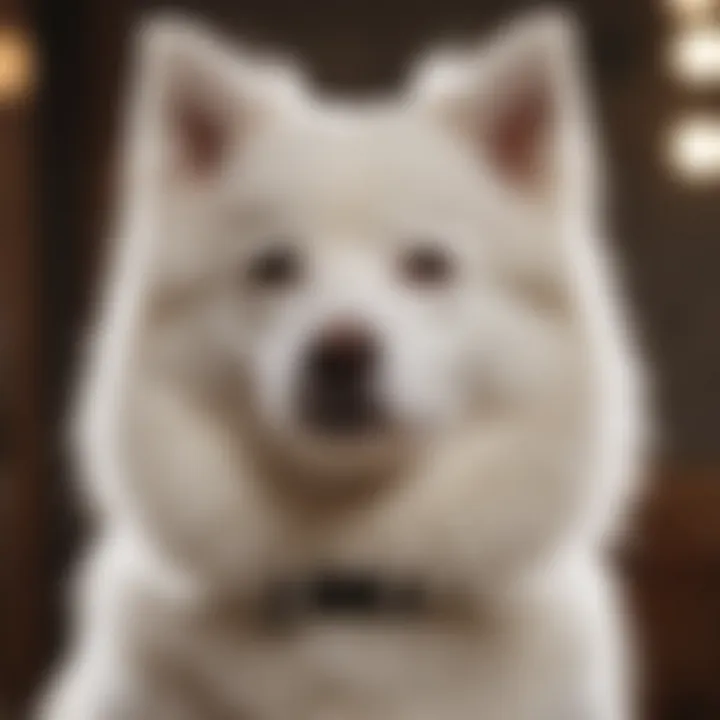 Grooming session for an American Eskimo Dog