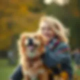 A joyful emotional support dog with its owner in a serene environment