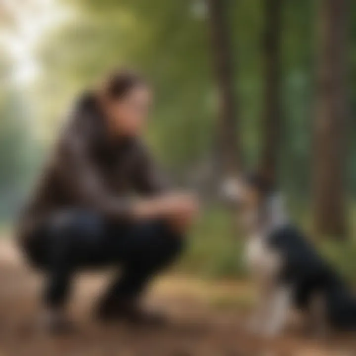 A trainer demonstrating techniques with a dog