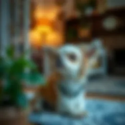 Small dog sitting in a cozy home environment