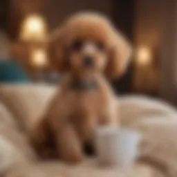 Tea Cup Poodle sitting gracefully on a plush cushion