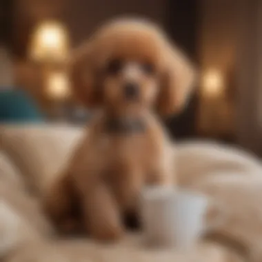 Elegant Tea Cup Poodle on a Cushion Tea Cup Poodle sitting gracefully on a plush cushion