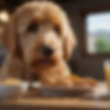 Golden Doodle enjoying a healthy meal