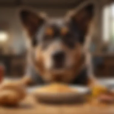 A happy dog enjoying a fiber-rich meal