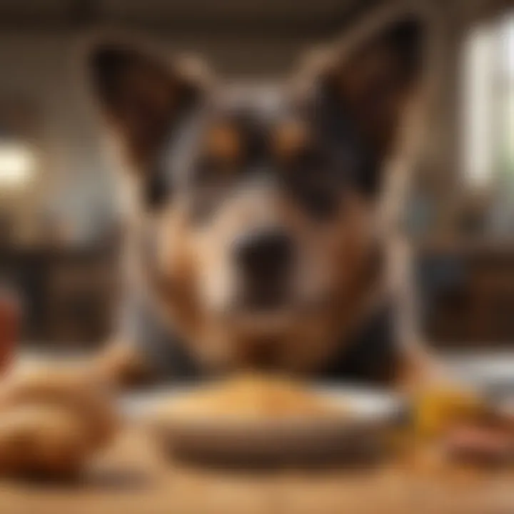 A happy dog enjoying a fiber-rich meal