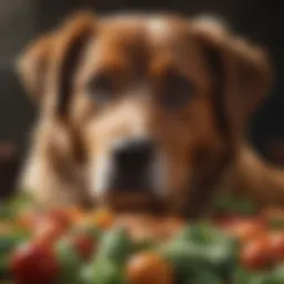 A vibrant array of vegetables rich in dietary fiber for dogs