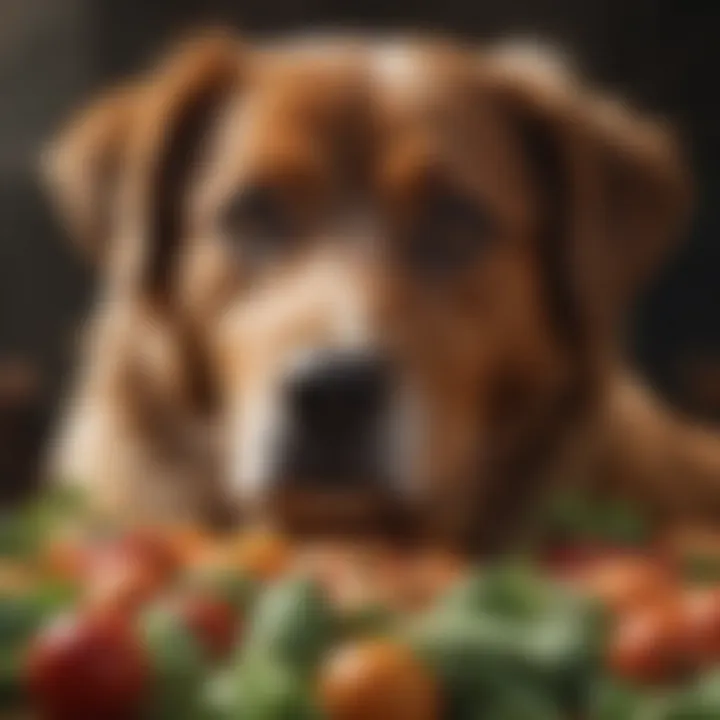 A vibrant array of vegetables rich in dietary fiber for dogs