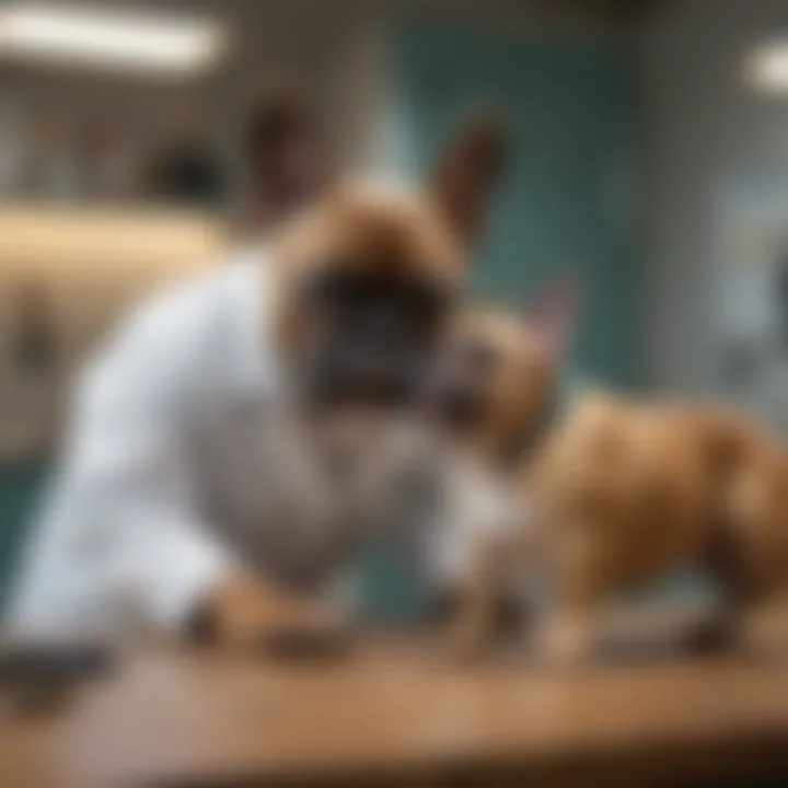 French Bulldog receiving a veterinary check-up