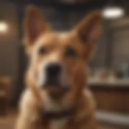 A dog exhibiting signs of stress through body language